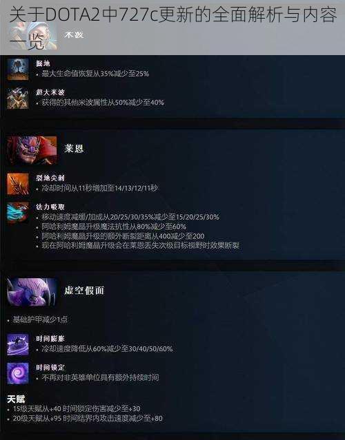 关于DOTA2中727c更新的全面解析与内容一览